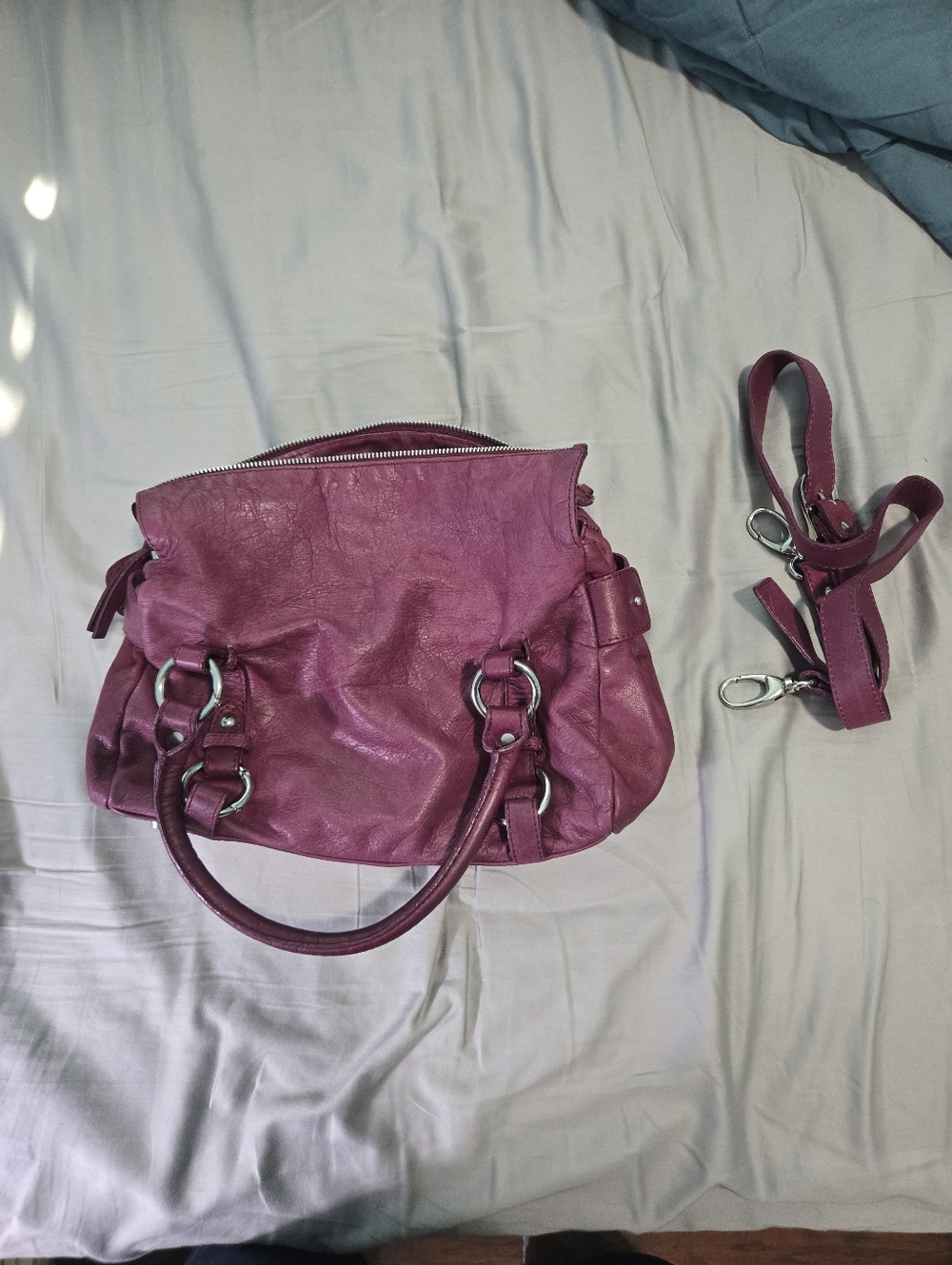 Women's Convertible Shoulder Bag in Raspberry Pink Marzia Made In Italy